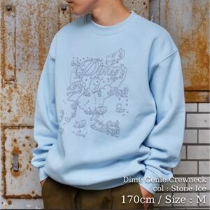 Dime Genie Crewneck Sweatshirt Stone Ice Blue Mens Small Graphic Pullover Cotton